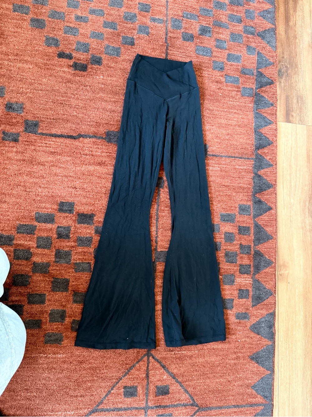 aerie Black Flare Leggings with Crossover Waistband